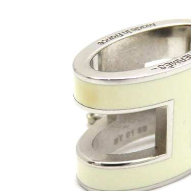 エルメス HERMES ポップアッシュ ペンダント ホワイト×シルバー メタル ラッカー ネックレス シルバー金具 Hモチーフ