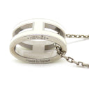 エルメス HERMES ポップアッシュ ペンダント ホワイト×シルバー メタル ラッカー ネックレス シルバー金具 Hモチーフ