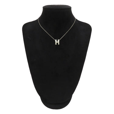 エルメス HERMES ポップアッシュ ペンダント ホワイト×シルバー メタル ラッカー ネックレス シルバー金具 Hモチーフ