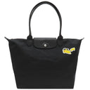 ロンシャン LONGCHAMP ル プリアージュ コレクション ポケモン ブラック ナイロン カウハイド トートバッグ シルバー金具 黒 ピカチュウ