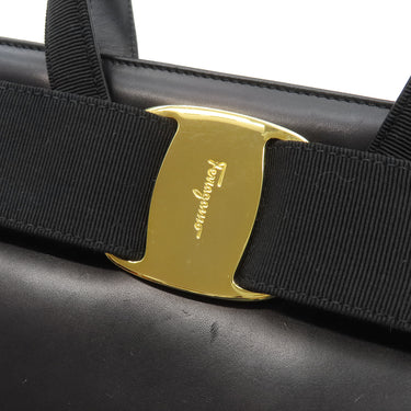 フェラガモ FERRAGAMO ヴァラ リボン BA214178 ブラック レザー 2WAYバッグ ゴールド金具 黒 ハンドバッグ ショルダーバッグ