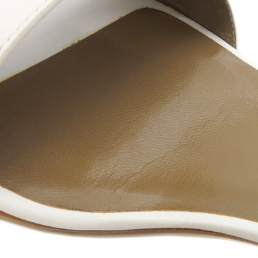 エルメス HERMES マネージュ ホワイト×ブラウン×ボルドー レザー #38 サンダル シルバー金具 白 ケリーベルト ケリー金具