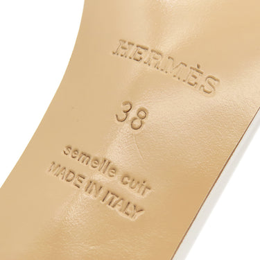 エルメス HERMES マネージュ ホワイト×ブラウン×ボルドー レザー #38 サンダル シルバー金具 白 ケリーベルト ケリー金具