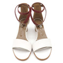 エルメス HERMES マネージュ ホワイト×ブラウン×ボルドー レザー #38 サンダル シルバー金具 白 ケリーベルト ケリー金具