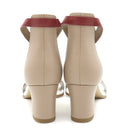 エルメス HERMES マネージュ ホワイト×ブラウン×ボルドー レザー #38 サンダル シルバー金具 白 ケリーベルト ケリー金具