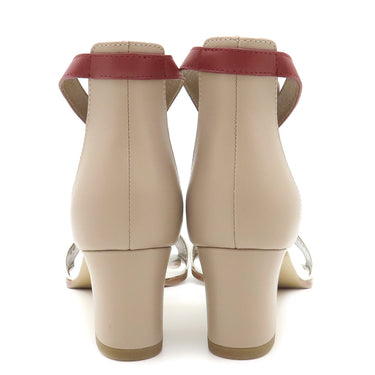 エルメス HERMES マネージュ ホワイト×ブラウン×ボルドー レザー #38 サンダル シルバー金具 白 ケリーベルト ケリー金具