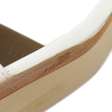 エルメス HERMES マネージュ ホワイト×ブラウン×ボルドー レザー #38 サンダル シルバー金具 白 ケリーベルト ケリー金具