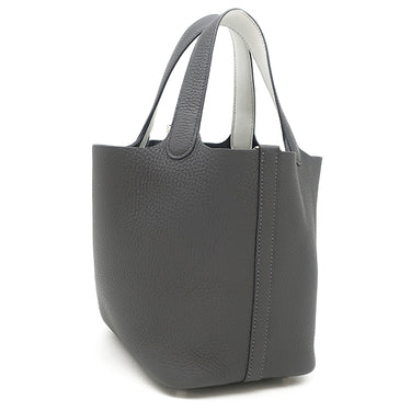 エルメス HERMES ピコタンロック PM エクラ アルドワーズ×グリプラチナ トリヨンクレマンス ヴォースイフト ハンドバッグ シルバー金具 新品 未使用 バイカラー