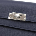 エルメス HERMES ケリーウォレット ロング トゥーゴー ネイビー系 エバーカラー 長財布 シルバー金具 紺 ショルダー