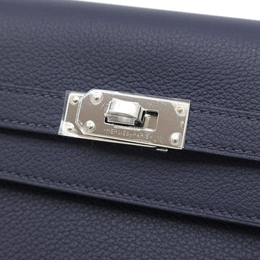 エルメス HERMES ケリーウォレット ロング トゥーゴー ネイビー系 エバーカラー 長財布 シルバー金具 紺 ショルダー