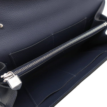 エルメス HERMES ケリーウォレット ロング トゥーゴー ネイビー系 エバーカラー 長財布 シルバー金具 紺 ショルダー