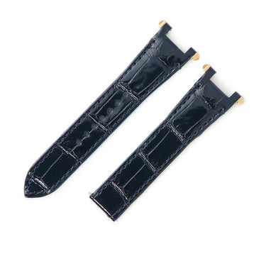 カルティエ Cartier 純正 パシャ用 クロコバンド ダークネイビー クロコダイル K18PG 腕時計パーツ 未使用 ベルト ストラップ 19ｍｍ 紺 ダークネイビー シャイニー