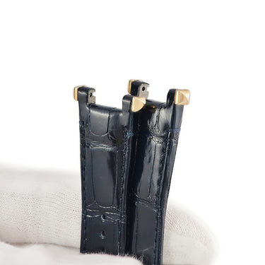 カルティエ Cartier 純正 パシャ用 クロコバンド ダークネイビー クロコダイル K18PG 腕時計パーツ 未使用 ベルト ストラップ 19ｍｍ 紺 ダークネイビー シャイニー