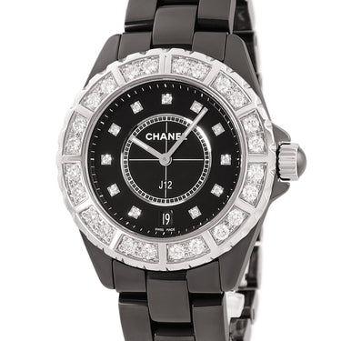 腕時計 シャネル CHANEL J12 38mm H2428 クオーツ メンズ 純正ダイヤ 黒 ブラック セラミック デイト