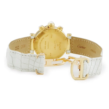 腕時計 カルティエ Cartier パシャ シータイマー レディ クロノグラフ WJ130009 クオーツ レディース K18YG無垢 純正ダイヤ シェル