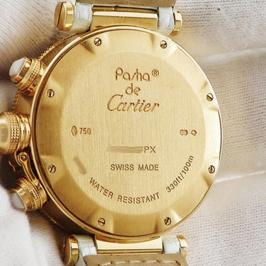 腕時計 カルティエ Cartier パシャ シータイマー レディ クロノ WJ130009 クオーツ レディース K18YG無垢 純正ダイヤ シェル