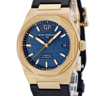 腕時計 ジラールペルゴ GIRARD PERREGAUX ロレアート 81005-52-432-BB6A 自動巻き メンズ K18PG無垢 ブルー バー 八角形ベゼル