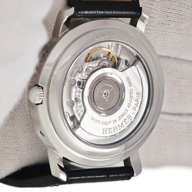 腕時計 エルメス HERMES クリッパー GMT パワーリザーブ ドゥブルトゥール CL5.710 自動巻き メンズ ホワイト アラビア 2連