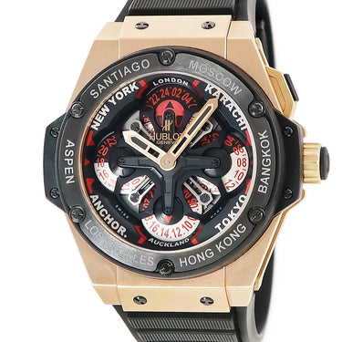 腕時計 ウブロ HUBLOT キングパワー ウニコ GMT セラミック 771.OM.1170.RX 自動巻き メンズ K18キングゴールド×セラミック ブラック