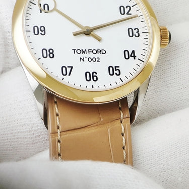 腕時計 トムフォード TOM FORD N.002 TFT002 013 クオーツ メンズ レディース 新品同様 K18YG×SS ストラップホール一体型 コンビ