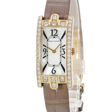 腕時計 ハリーウィンストン Harry Winston アヴェニュー 330/LQGL.M/D3.1 クオーツ レディース K18YG無垢 純正ダイヤ シェル 角型