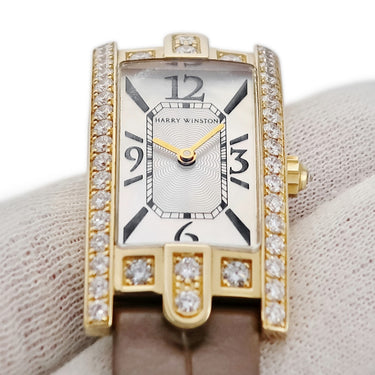 腕時計 ハリーウィンストン Harry Winston アヴェニュー 330/LQGL.M/D3.1 クオーツ レディース K18YG無垢 純正ダイヤ シェル 角型
