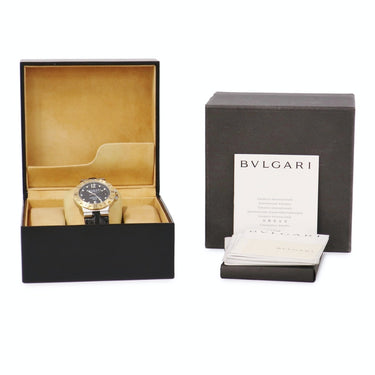 腕時計 ブルガリ BVLGARI ディアゴノ スクーバ SD38SG 自動巻き メンズ ブラック K18YG×SS アラビア コンビ