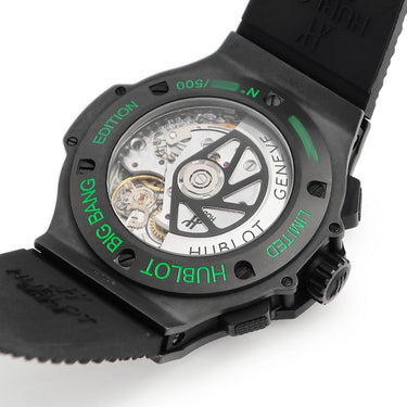 腕時計 ウブロ HUBLOT ビッグバン オールブラック グリーン 301.CI.1190.GR.ABG11 自動巻き メンズ ブラック×グリーン 限定