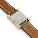 腕時計 エルメス HERMES Hウォッチ PM HH1.201e クオーツ レディース イエローGP×コンビ ホワイト アラビア H型