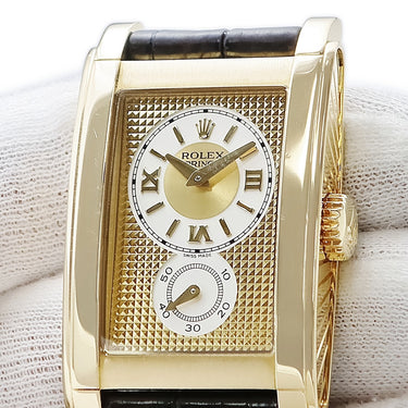 腕時計 ロレックス ROLEX チェリーニ プリンス 5440/8 D番 手巻き メンズ D番 K18YG無垢 シャンパン 角型 スモールセコンド