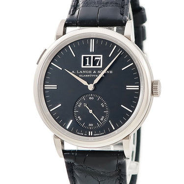 腕時計 ランゲ&ゾーネ LANGE&SOHNE サクソニア アウトサイズデイト 381.029/LS3813AD 自動巻き メンズ K18WG無垢 黒 バー ビッグデイト