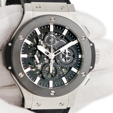 腕時計 ウブロ HUBLOT ビッグバン アエロバン スチール セラミック 311.SM.1170.GR 自動巻き メンズ スケルトン ブラック バー