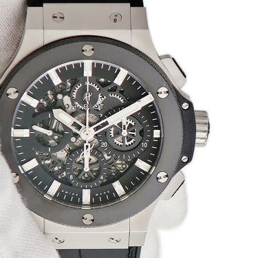 腕時計 ウブロ HUBLOT ビッグバン アエロバン スチール セラミック 311.SM.1170.GR 自動巻き メンズ スケルトン ブラック バー