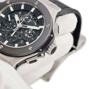 腕時計 ウブロ HUBLOT ビッグバン アエロバン スチール セラミック 311.SM.1170.GR 自動巻き メンズ スケルトン ブラック バー