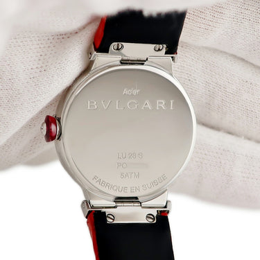 腕時計 ブルガリ BVLGARI ルチェア LU28S クオーツ レディース 純正12Pダイヤ シェル ピンク ステンレス スティール SS