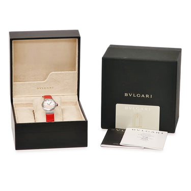 腕時計 ブルガリ BVLGARI ルチェア LU28S クオーツ レディース 純正12Pダイヤ シェル ピンク ステンレス スティール SS