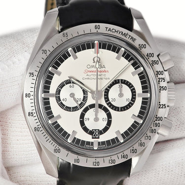 腕時計 オメガ OMEGA スピードマスター シューマッハ レジェンド 3806.31.31 自動巻き メンズ OH済 ブラック シルバー クロノグラフ