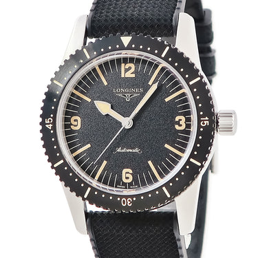 腕時計 ロンジン LONGINES ヘリテージ スキンダイバー L2.822.4.56.9 自動巻き メンズ 新品同様 ブラック アラビア バー 夜光 復刻