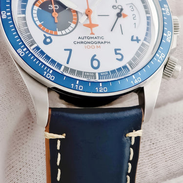 腕時計 ベル&ロス BELL＆ROSS ヴィンテージ レーシングバード BRV2-94 自動巻き メンズ ホワイト ブルー クロノグラフ タキメーター 限定