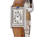 腕時計 カルティエ Cartier タンク バスキュラント MM W1011258 クオーツ レディース スクエア 反転ケース アイボリー 青針