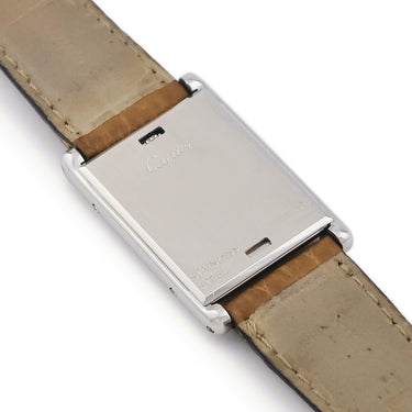 腕時計 カルティエ Cartier タンク バスキュラント MM W1011258 クオーツ レディース スクエア 反転ケース アイボリー 青針