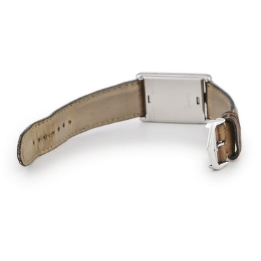 腕時計 カルティエ Cartier タンク バスキュラント MM W1011258 クオーツ レディース スクエア 反転ケース アイボリー 青針