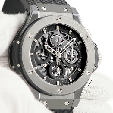 腕時計 ウブロ HUBLOT ビッグバン アエロバン オールブラック 310.CM.1110.RX 自動巻き メンズ クロノグラフ 黒 スモセコ 限定