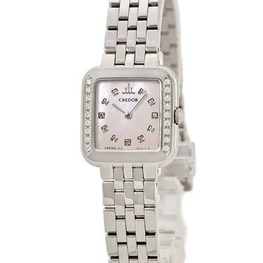 腕時計 クレドール Credor シグノ GSTE875 1E70-0CR0 クオーツ レディース 純正ダイヤ ピンク シェル スクエア 角型 セイコー