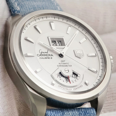 腕時計 タグホイヤー TAG Heuer グランドカレラ GMT キャリバー8 WAV5112.FC6225 自動巻き メンズ シルバー 2タイムゾーン