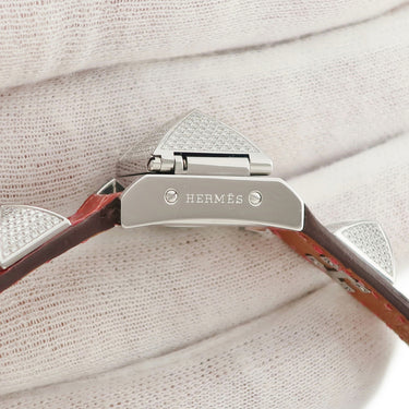 腕時計 エルメス HERMES ミニメドール ME2.130 クオーツ レディース 純正ダイヤ スクエア スタッズ 横開き シルバー