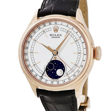 腕時計 ロレックス ROLEX チェリーニ ムーンフェイズ 50535 ランダム番 自動巻き メンズ ランダム番 K18RG無垢 ホワイト バー ポインターデイト