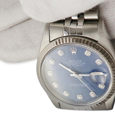 腕時計 ロレックス ROLEX デイトジャスト 16234G 自動巻き メンズ K番 K18WG×SS コンビ ソーダライト 純正10Pダイヤ ブルー