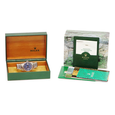 腕時計 ロレックス ROLEX デイトジャスト 16234G 自動巻き メンズ K番 K18WG×SS コンビ ソーダライト 純正10Pダイヤ ブルー