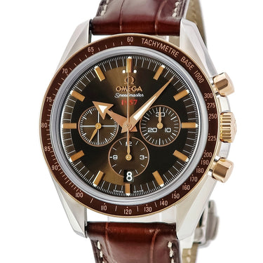 腕時計 オメガ OMEGA スピードマスター ブロードアロー 1957 CO-AXIAL 321.93.42.50.13.001 自動巻き メンズ K18RG×SS コンビ 茶